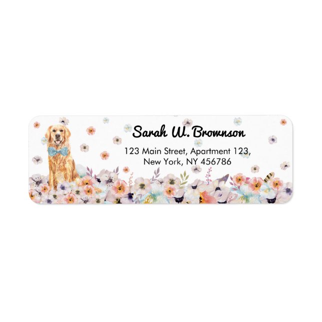Golden Retriever Dog bowtie and Spring Flowers (Front)