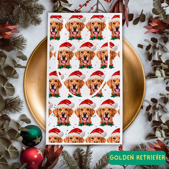 Golden Retriever Dog Breed Christmas Small Gift Bag (Creator Uploaded)