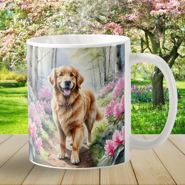 Golden Retriever Dog Breed Watercolor Coffee Mug (A pretty mug with picture of a Golden Retriever dog in a watercolor style)