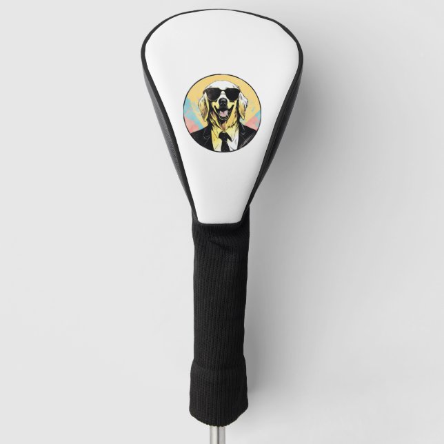 Golden Retriever Dog Businessman   Golf Head Cover (Front)