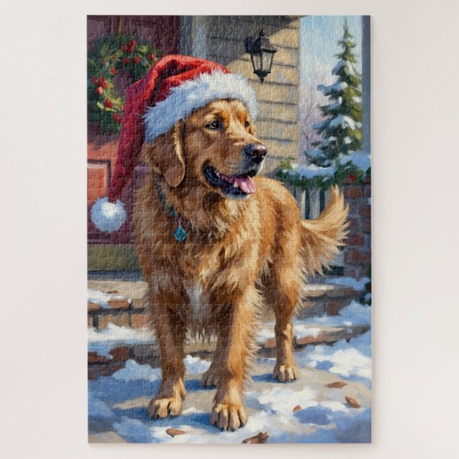 Golden Retriever Dog Carrying Christmas Angel Jigsaw Puzzle (Vertical)