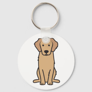 Golden Retriever Dog Cartoon Key Ring