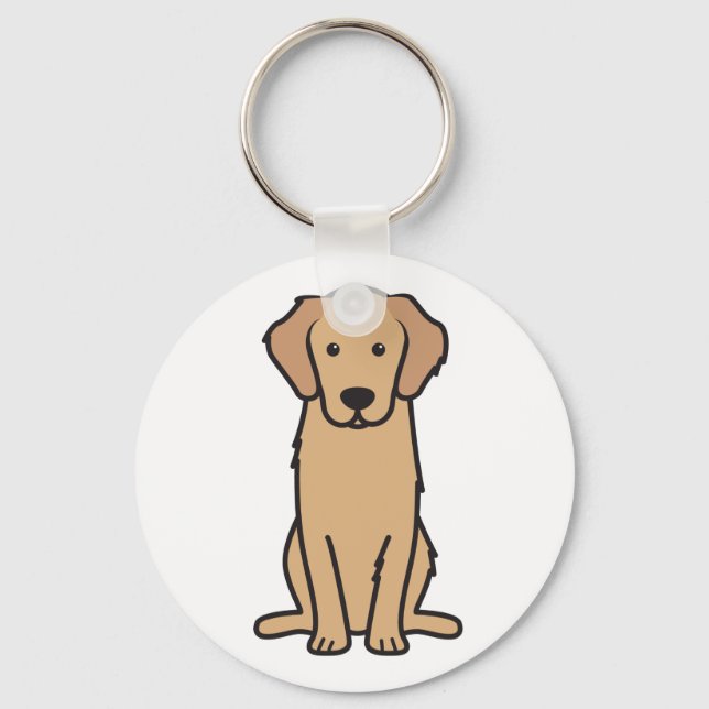 Golden Retriever Dog Cartoon Key Ring (Front)
