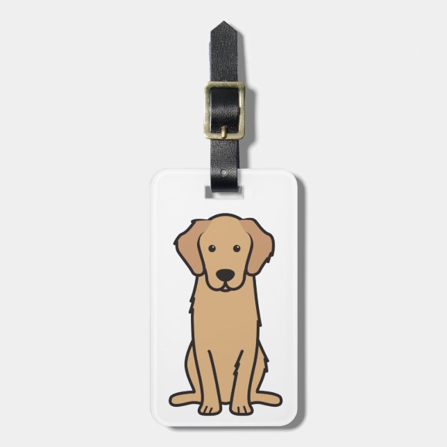 Golden Retriever Dog Cartoon Luggage Tag (Front Vertical)