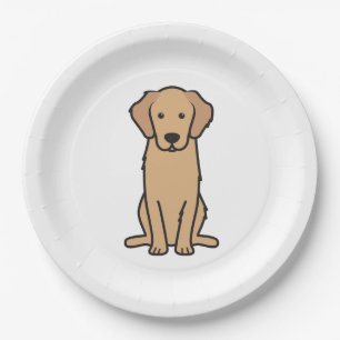 Golden Retriever Dog Cartoon Paper Plate