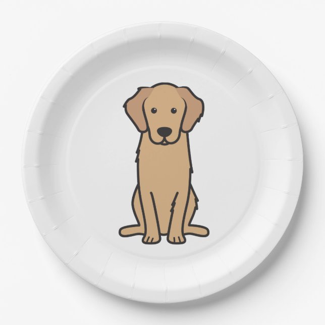 Golden Retriever Dog Cartoon Paper Plate (Front)