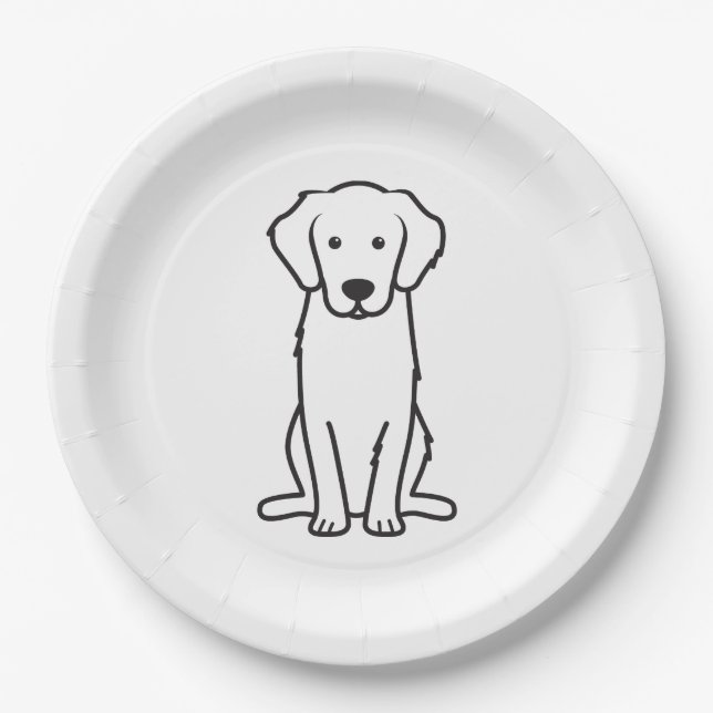 Golden Retriever Dog Cartoon Paper Plate (Front)