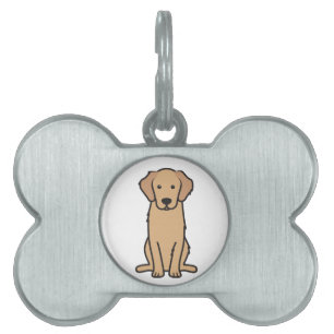 Golden Retriever Dog Cartoon Pet Name Tag