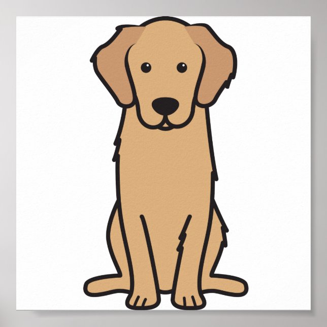Golden Retriever Dog Cartoon Poster (Front)