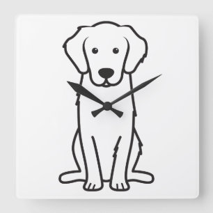 Golden Retriever Dog Cartoon Square Wall Clock