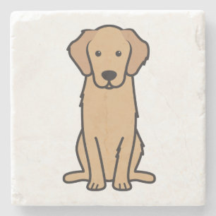 Golden Retriever Dog Cartoon Stone Coaster