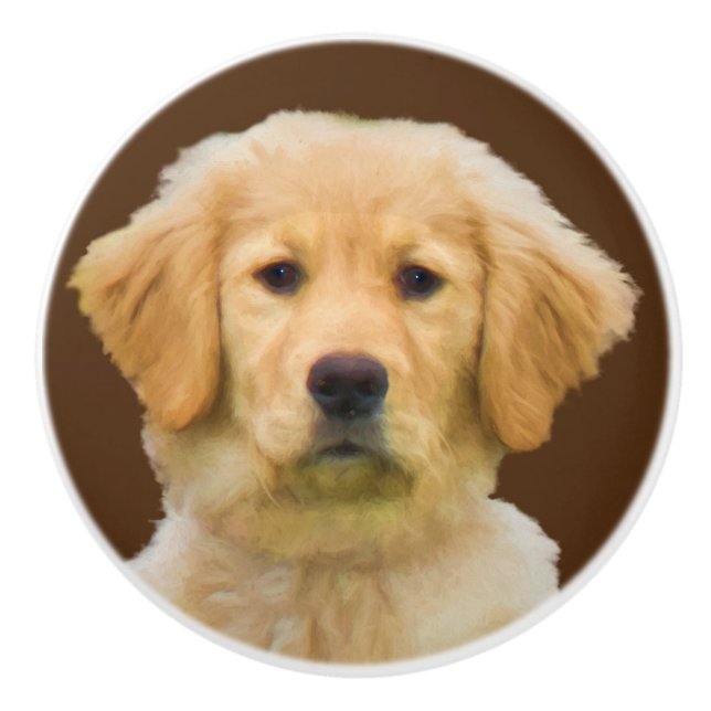 Golden Retriever Dog Ceramic Knob (Front)