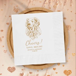 Golden Retriever Dog Cheers Custom Cocktail Napkin