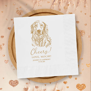 Golden Retriever Dog Cheers Custom Wedding Napkin