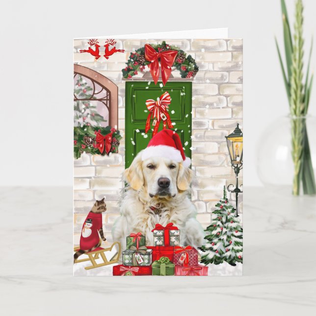 Golden Retriever Dog Christmas  Card (Front)