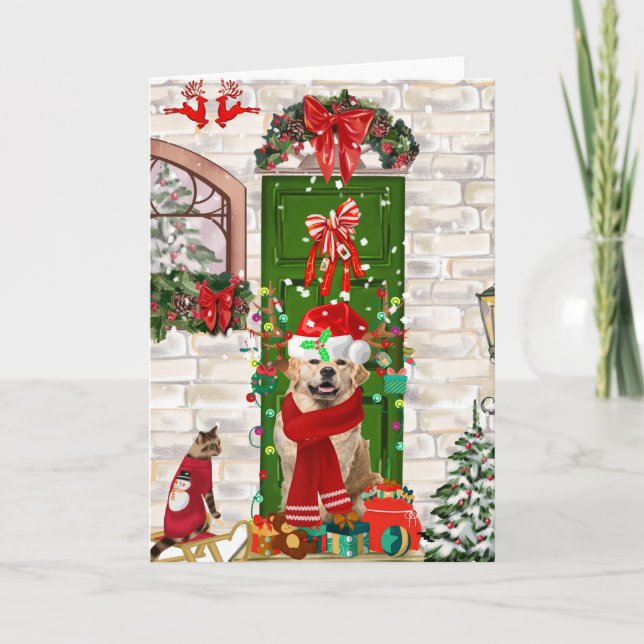 Golden Retriever Dog Christmas  Card (Front)