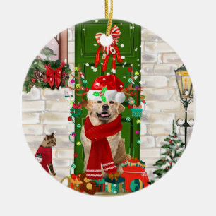Golden Retriever Dog Christmas  Ceramic Tree Decoration