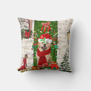 Golden Retriever Dog Christmas Cushion