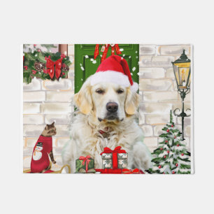 Golden Retriever Dog Christmas  Doormat