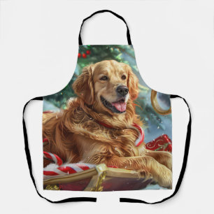 Golden Retriever Dog Christmas Festive  Apron