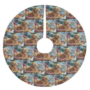 Golden Retriever Dog Christmas Festive Brushed Polyester Tree Skirt