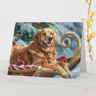 Golden Retriever Dog Christmas Festive  Card