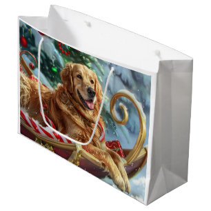 Golden Retriever Dog Christmas Festive  Large Gift Bag