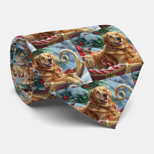 Golden Retriever Dog Christmas Festive Tie