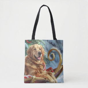 Golden Retriever Dog Christmas Festive  Tote Bag