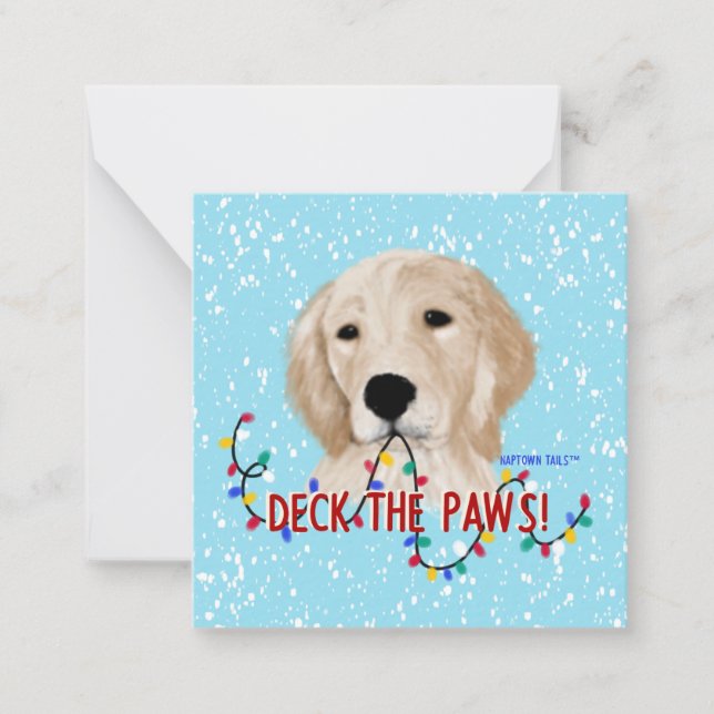 Golden Retriever Dog Christmas Flat Note Card (Front)