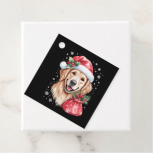 Golden Retriever Dog Christmas Light Holiday Party Favour Tags