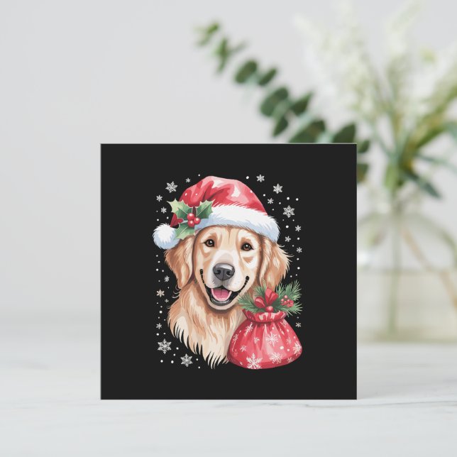 Golden Retriever Dog Christmas Light Holiday Party Invitation (Standing Front)