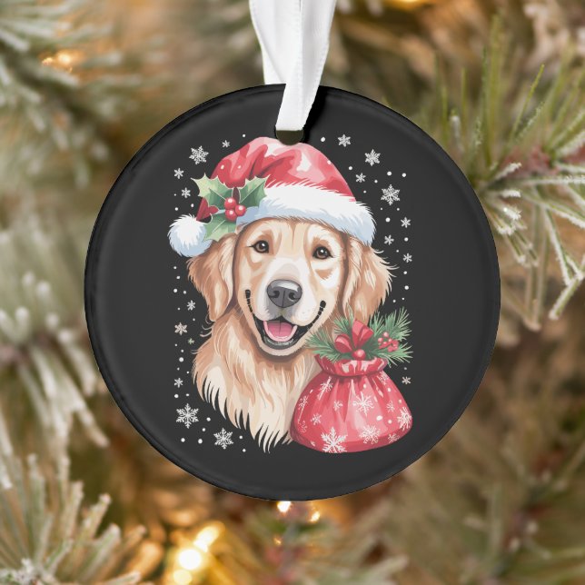 Golden Retriever Dog Christmas Light Holiday Party Ornament (Tree)