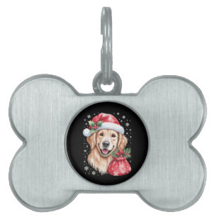 Golden Retriever Dog Christmas Light Holiday Party Pet ID Tag