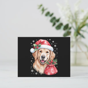 Golden Retriever Dog Christmas Light Holiday Party Postcard