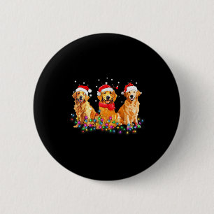 Golden Retriever Dog Christmas Lights Cute Matchin 6 Cm Round Badge