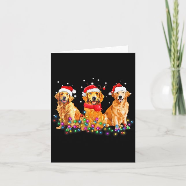 Golden Retriever Dog Christmas Lights Cute Matchin Card (Front)