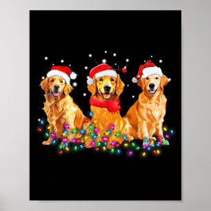 Golden Retriever Dog Christmas Lights Cute Matchin Poster