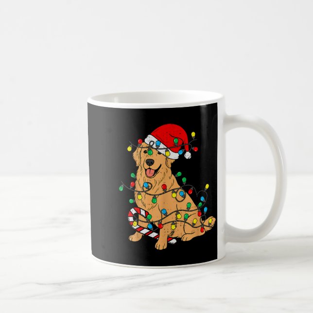 Golden Retriever Dog Christmas Lights Xmas Pet Dog Coffee Mug (Right)
