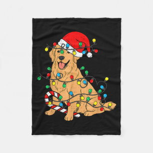 Golden Retriever Dog Christmas Lights Xmas Pet Dog Fleece Blanket