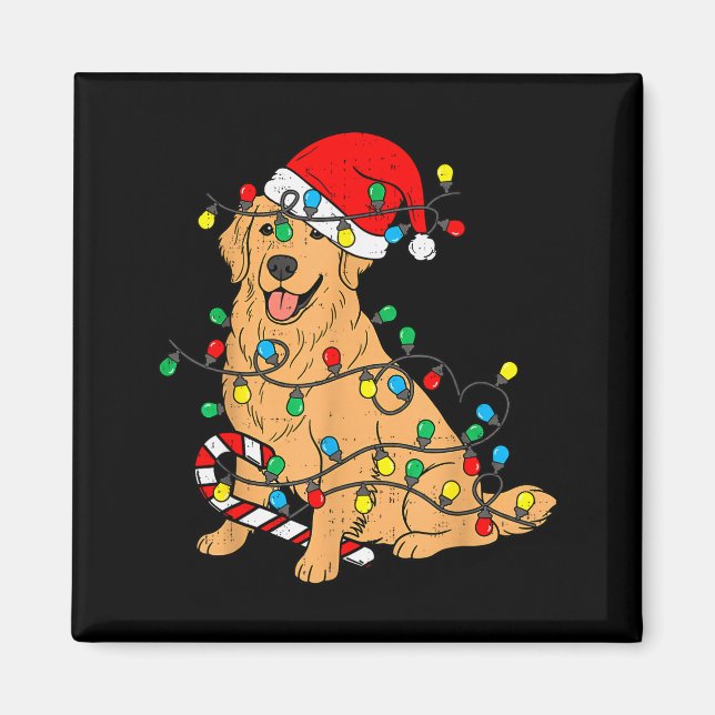 Golden Retriever Dog Christmas Lights Xmas Pet Dog Magnet (Front)