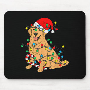 Golden Retriever Dog Christmas Lights Xmas Pet Dog Mouse Mat