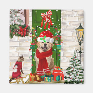 Golden Retriever Dog Christmas  Magnet