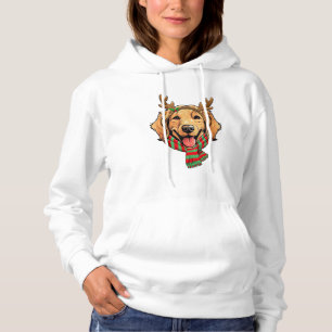 Golden Retriever Dog Christmas Reindeer Santa Hat Hoodie