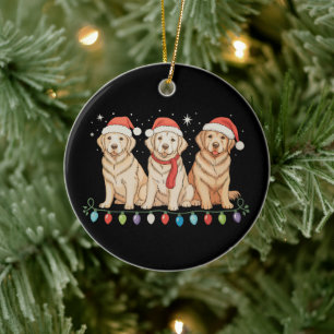 Golden Retriever Dog Christmas Santa Xmas Lights Ceramic Tree Decoration