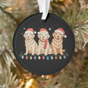 Golden Retriever Dog Christmas Santa Xmas Lights Ornament