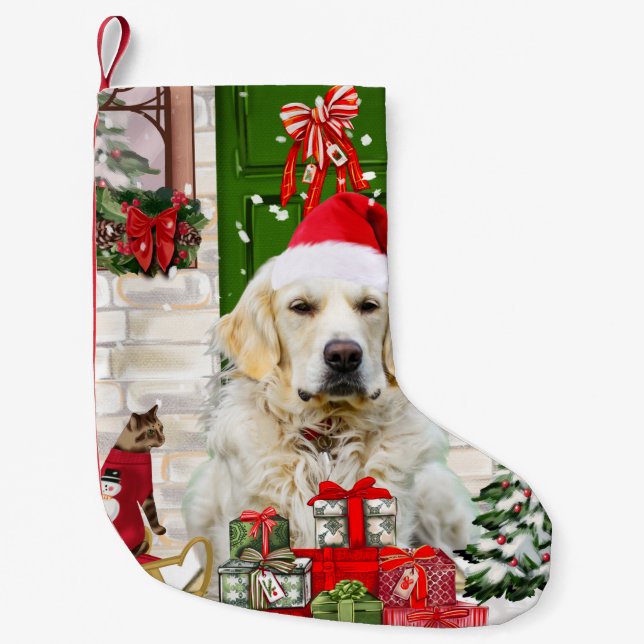 Golden Retriever Dog Christmas  Small Christmas Stocking (Front)