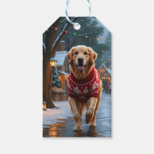 Golden Retriever Dog Christmas Snow Holiday Gift Tags