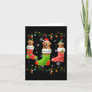 Golden Retriever Dog Christmas Socks Lights Puppy  Card