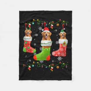 Golden Retriever Dog Christmas Socks Lights Puppy  Fleece Blanket